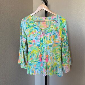 Lilly Pulitzer Amisa Tassel‎ Top in Sea Salt and Sun Women's Top XS